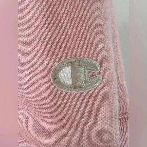 CHAMPION Vintage Reverse Weave Natural State Cropped Oversized Hoodie Pink Sz S - Picture 4 of 16